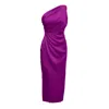 Bluzat Women's Pink / Purple Purple Midi Dress With Slit In Pink/purple