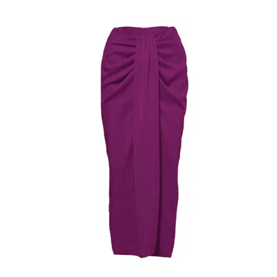 Bluzat Women's Pink / Purple Purple Midi Skirt In Pink/purple