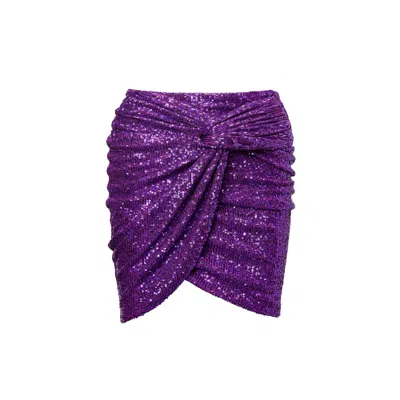Bluzat Women's Pink / Purple Purple Sequin Knotted Skirt In Pink/purple