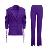 Bluzat Women's Pink / Purple Purple Suit With Laces And Slim Fit Trousers In Pink/purple