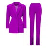 Bluzat Women's Pink / Purple Purple Suit With Tailored Hourglass Blazer And Slim Fit Trousers In Pink/purple