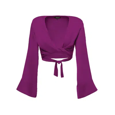 Bluzat Women's Pink / Purple Purple Top With Flared Sleeves In Pink/purple
