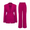 Bluzat Women's Pink / Rose Gold Fuchsia Suit With Balloon Blazer And Wide Leg Trousers In Pink