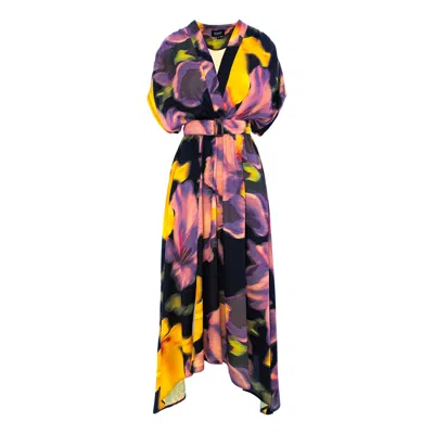 Bluzat Women's Printed Midi Dress With Belt