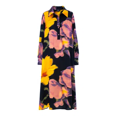 Bluzat Women's Printed Midi Dress With Side Slit In Red
