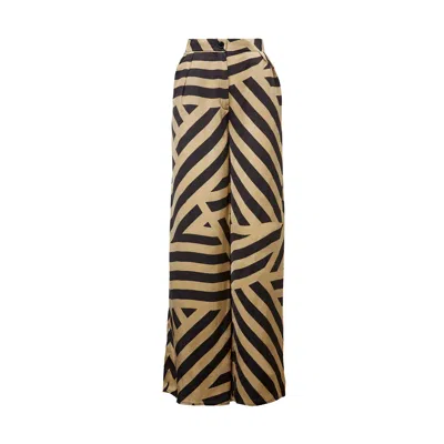 Bluzat Women's Printed Straight-cut Trousers In Neutral