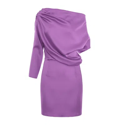 Bluzat Women's Purple Lilly Elegance Off-shoulder Mini Dress