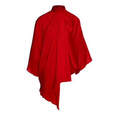 Bluzat Women's Red Asymmetric Elegant Blouse