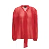 Bluzat Women's Red Blouse With Inserts And Scarves In Red