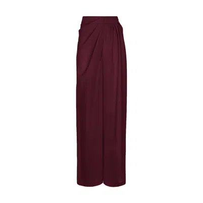 Bluzat Women's Red Burgundy Trousers With Side Draping
