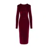 Bluzat Women's Red Burgundy Velvet Dress With Corset In Burgundy