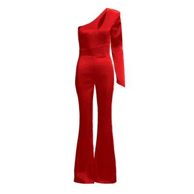Bluzat Women's Red Jumpsuit With Cut-out