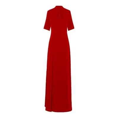Bluzat Women's Red Maxi Dress With Cut-out And Slit