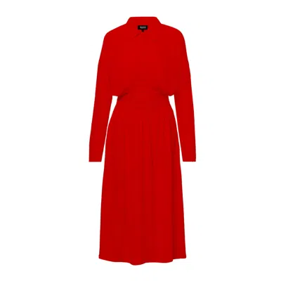 Bluzat Women's Red Midi Dress With Corset