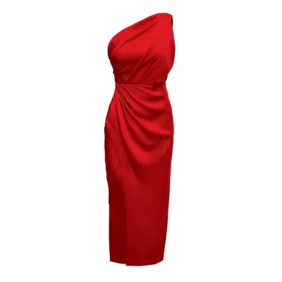 Bluzat Women's Red Midi Dress With Slit