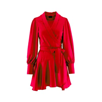 Bluzat Women's Red Mini Dress With Lapels