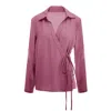 Bluzat Women's Rose Gold Dusty Rose Wrap Blouse