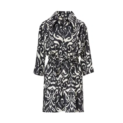Bluzat Women's Shirt Style Mini Dress With Abstract Print In Multi