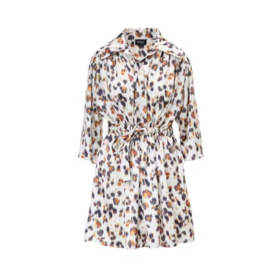 Bluzat Women's Shirt Style Mini Dress With Animal Print In Multi