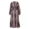 Bluzat Women's Snake Print Midi Dress With Shoulder Pads Detail And Pleats