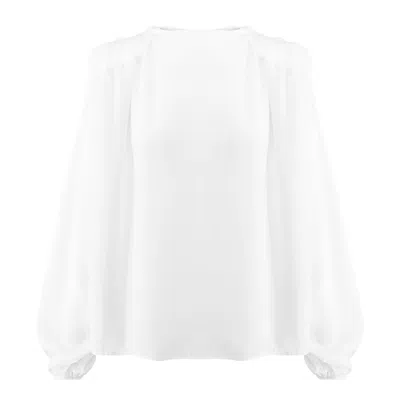 Bluzat Women's White Blouse With Padded Shoulders