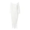 Bluzat Women's White Kaftan Dress With Fringing In White