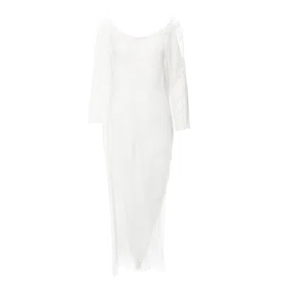Bluzat Women's White Kaftan Dress With Fringing