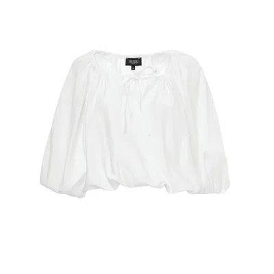 Bluzat Women's White Linen Flowy Blouse