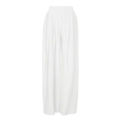 Bluzat Women's White Linen Wide Leg Trousers
