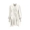 Bluzat Women's White Mini Dress With Lapels In White