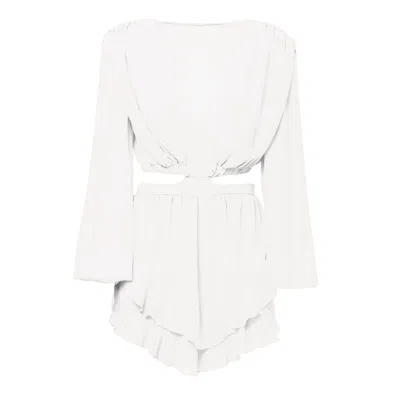 Bluzat Women's White Mini Jumpsuit With Cut-out