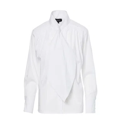 Bluzat Women's White Shirt With Oversized Collar