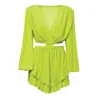 Bluzat Women's Yellow / Orange Lime Mini Jumpsuit With Cut-out In Yellow/orange