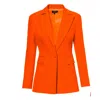 Bluzat Women's Yellow / Orange Neon Orange Slim Fit Blazer In Yellow/orange