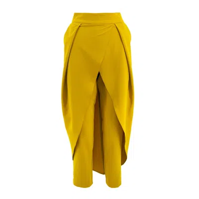 Bluzat Women's Yellow / Orange Olive Pants With Skirt In Yellow/orange