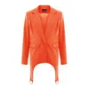 Bluzat Women's Yellow / Orange Orange Denim Blazer With Decorative Rings