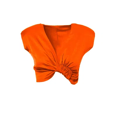 Bluzat Women's Yellow / Orange Orange Knotted Top In Yellow/orange