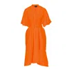 Bluzat Women's Yellow / Orange Orange Midi Dress With Raglan Sleeve And Pleats In Yellow/orange