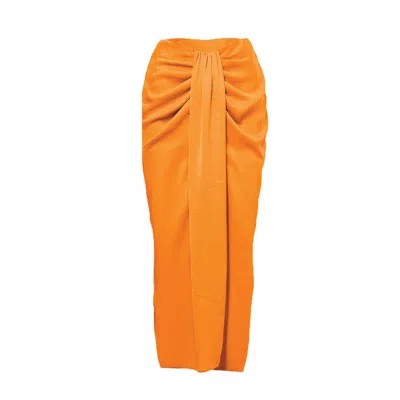 Bluzat Women's Yellow / Orange Orange Midi Skirt In Yellow/orange