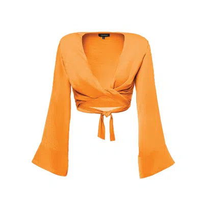 Bluzat Women's Yellow / Orange Orange Top With Flared Sleeves In Yellow/orange