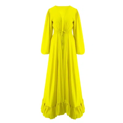 Bluzat Women's Yellow Ruffled Kaftan
