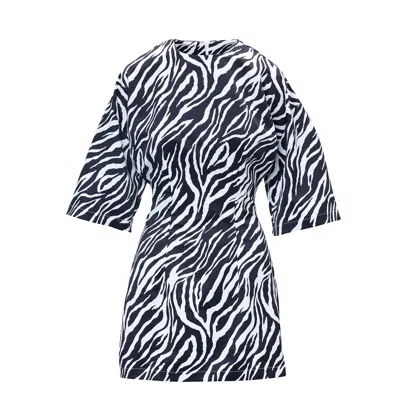 Bluzat Women's Zebra-print Fitted-waist Mini Dress In Blue