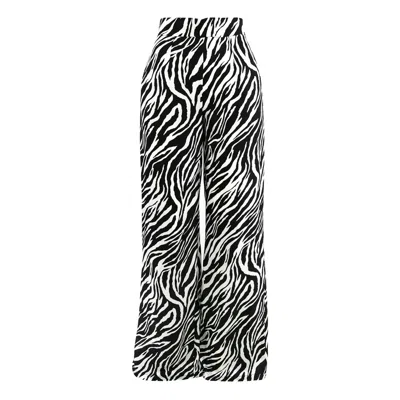 Bluzat Women's Zebra Wide Leg Trousers In Black