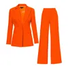 Bluzat Yellow / Orange Neon Orange Suit With Slim Fit Blazer And Flared Trousers In Yellow/orange