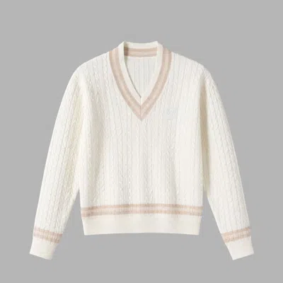 Blvck Knit V-neck Sweater In White