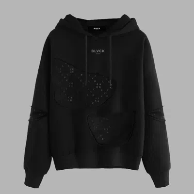 Blvck Monogram Torn Hoodie In Black