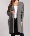 Blvd Sofia Wool Blend Cardigan In Charcoal In Pink