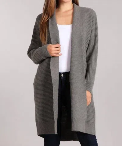 Blvd Sofia Wool Blend Cardigan In Charcoal In Pink