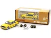Bm Creations Mitsubishi Lancer Ex2000 Turbo Yellow With Stripes With Extra Wheels 1/64 Diecast Model Car By Bm Cr