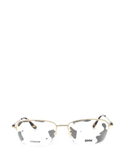 Bmw Rectangle-frame Titanium Glasses In Gold